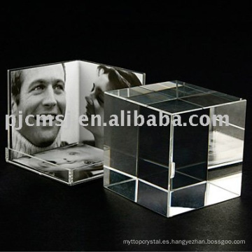 Marco de fotos de cubo de cristal para regalo y decoración del hogar